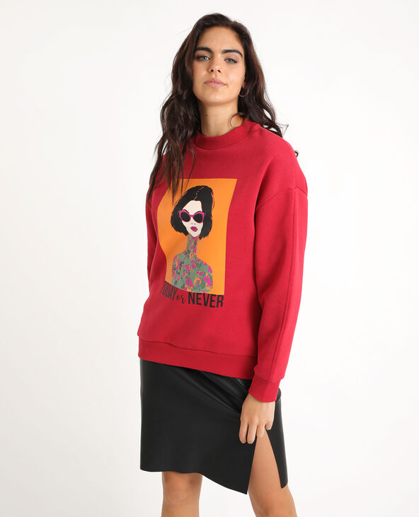 Sweat imprimé oversized rouge - Pimkie