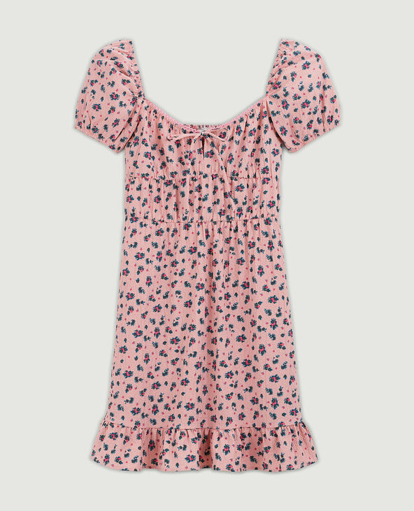 Robe courte forme empire motif fleurs rouge - Pimkie