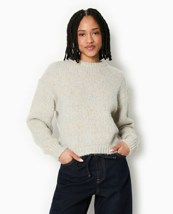Pull col rond en grosse maille bleu clair - Pimkie