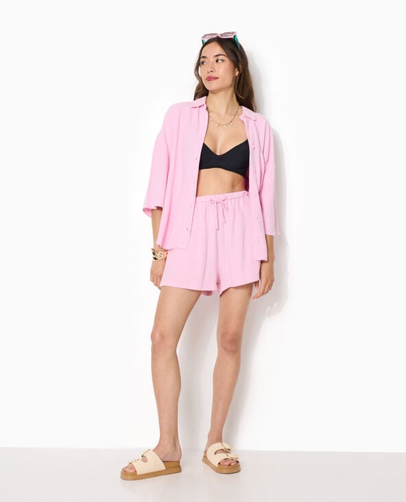 Chemise oversize avec lin rose - Pimkie