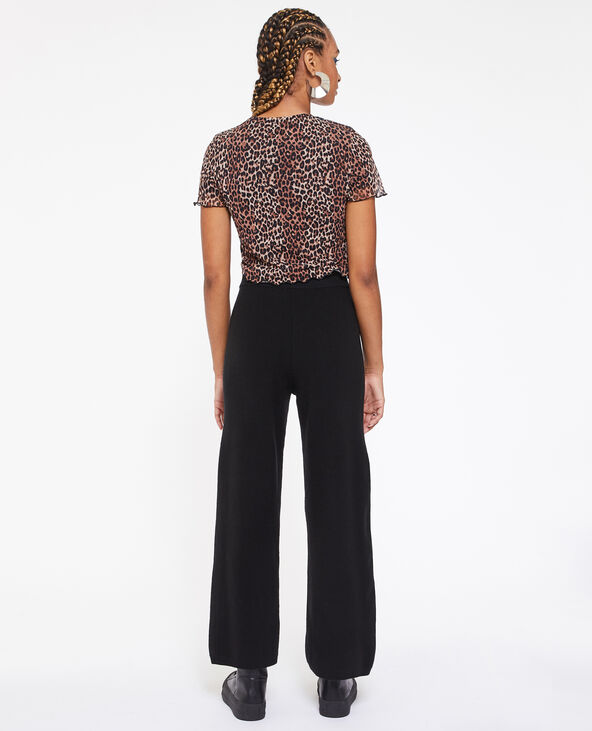 Pantalon en maille large et droit noir - Pimkie
