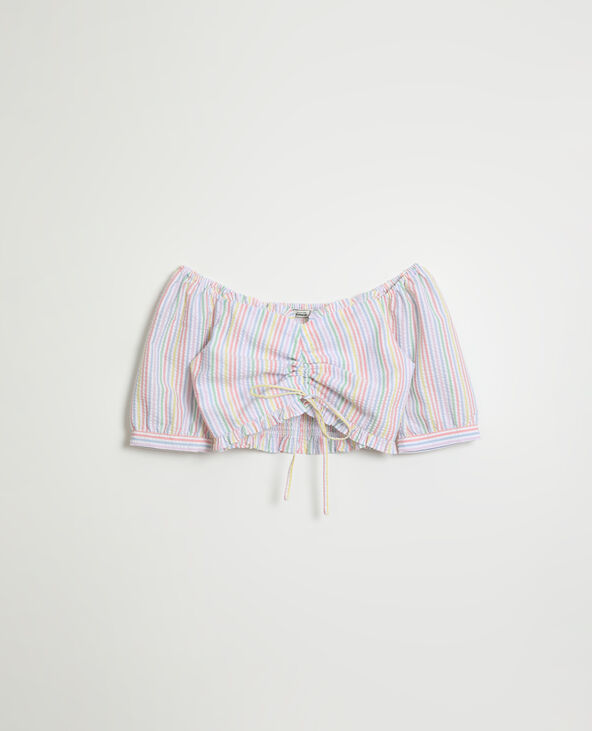 Top court col bardot blanc - Pimkie