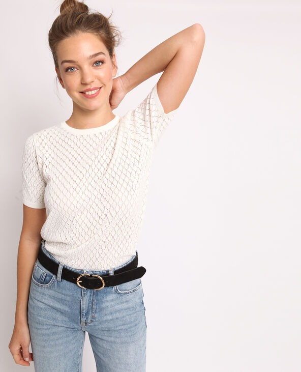 T-shirt ajouré blanc - Pimkie