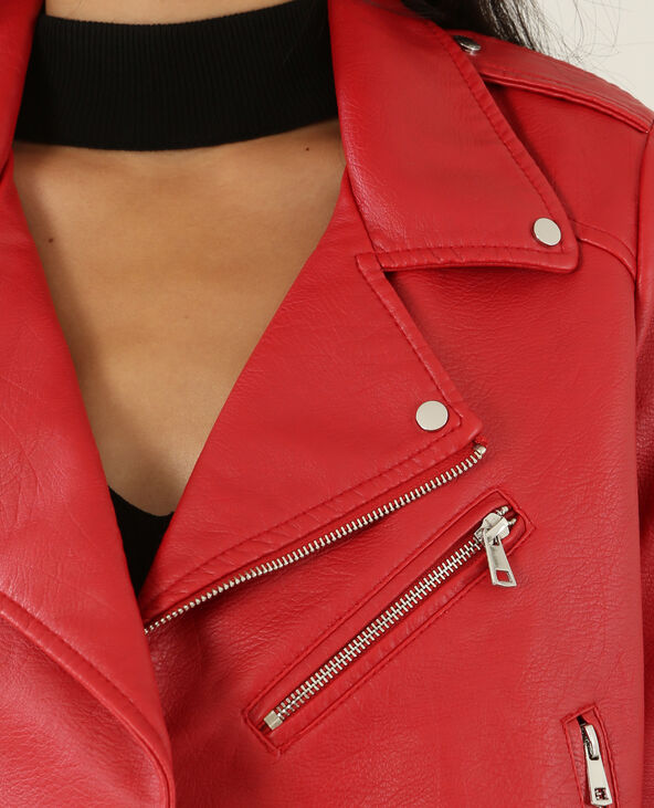 Veste biker à message rouge - Pimkie