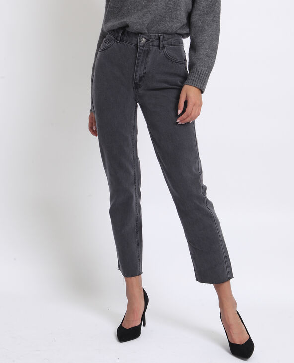 Jean droit mid waist gris foncé - Pimkie