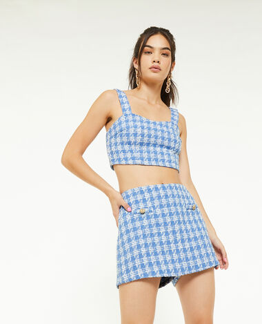 Jupe-short en tweed bleu - Pimkie