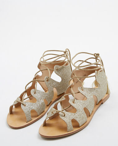 Sandales plates glitter doré - Pimkie