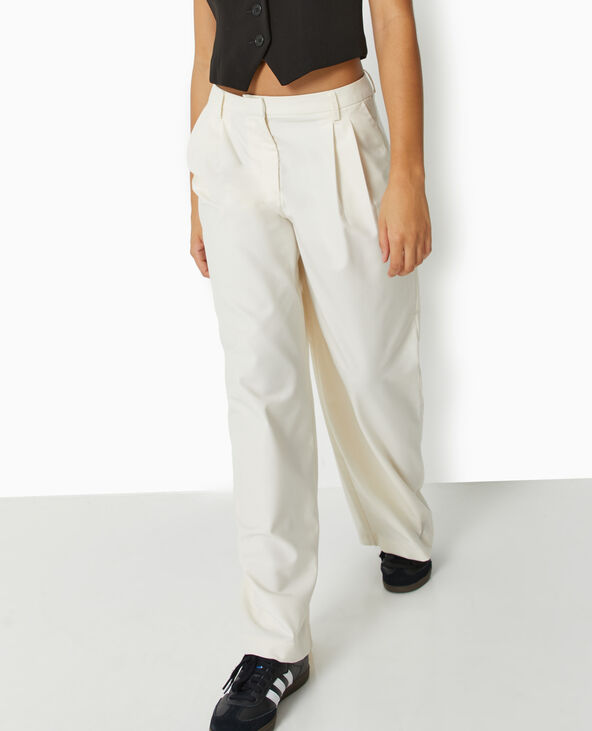 Pantalon city large et droit blanc - Pimkie