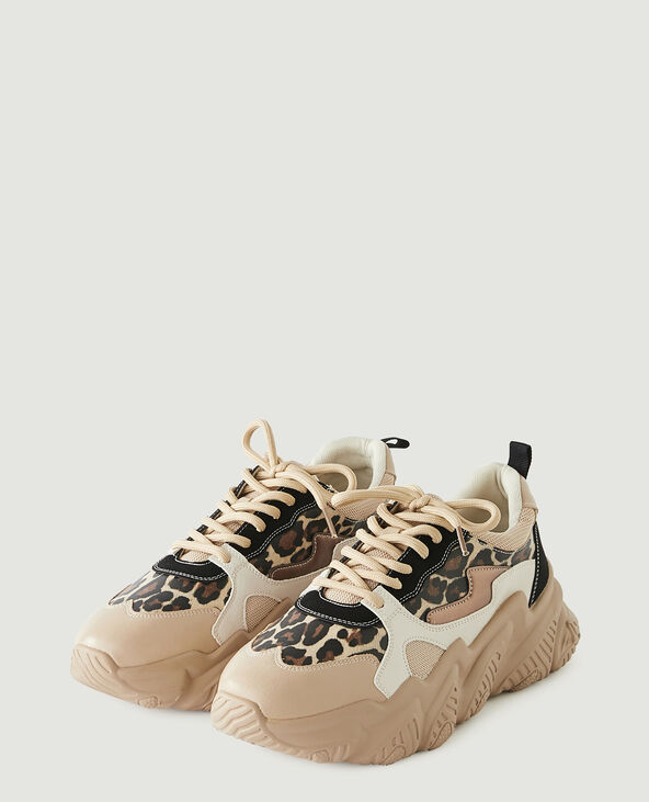 Baskets compensées léopard beige - Pimkie