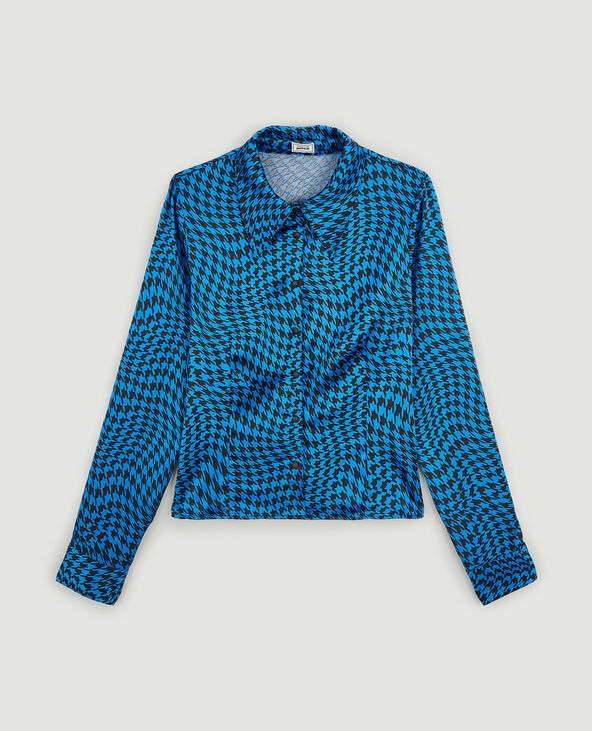 Chemise en satin bleu électrique - Pimkie