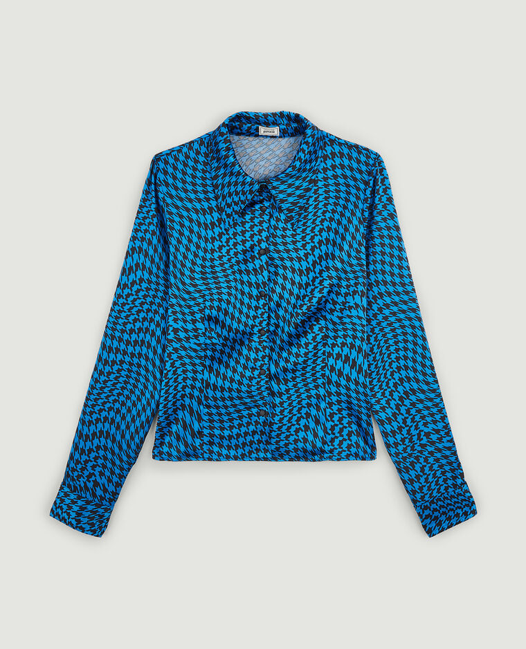 Chemise en satin bleu électrique - Pimkie