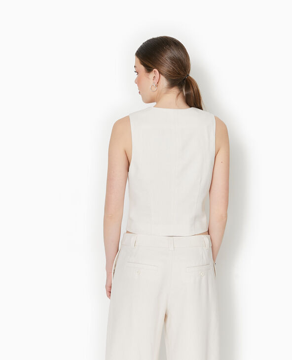 Gilet de barman en tissu effet lin rustique blanc - Pimkie