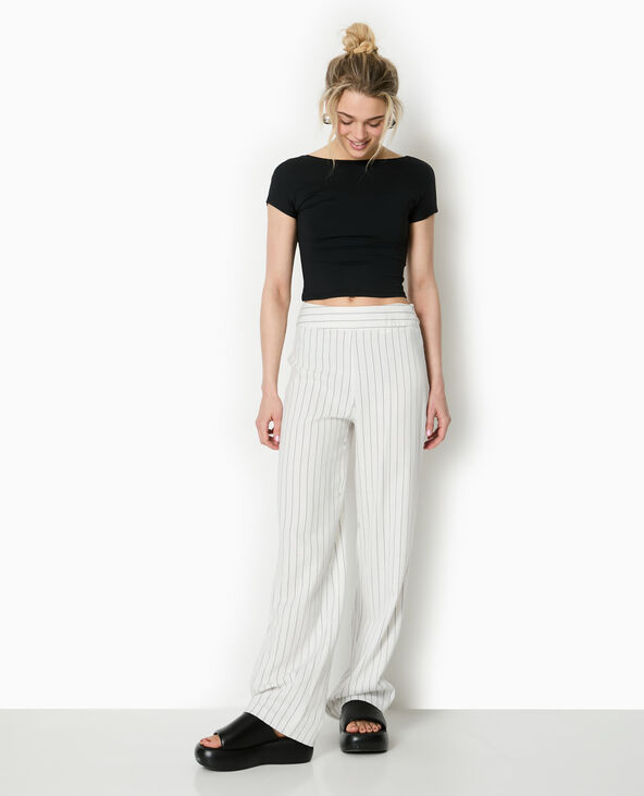 Pantalon droit rayé taille haute noir - Pimkie