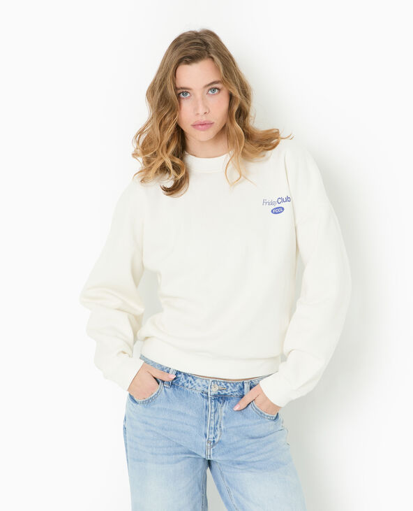 Sweat oversize avec print poitrine et dos blanc - Pimkie