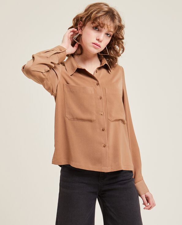 Chemise fluide manches longues marron - Pimkie