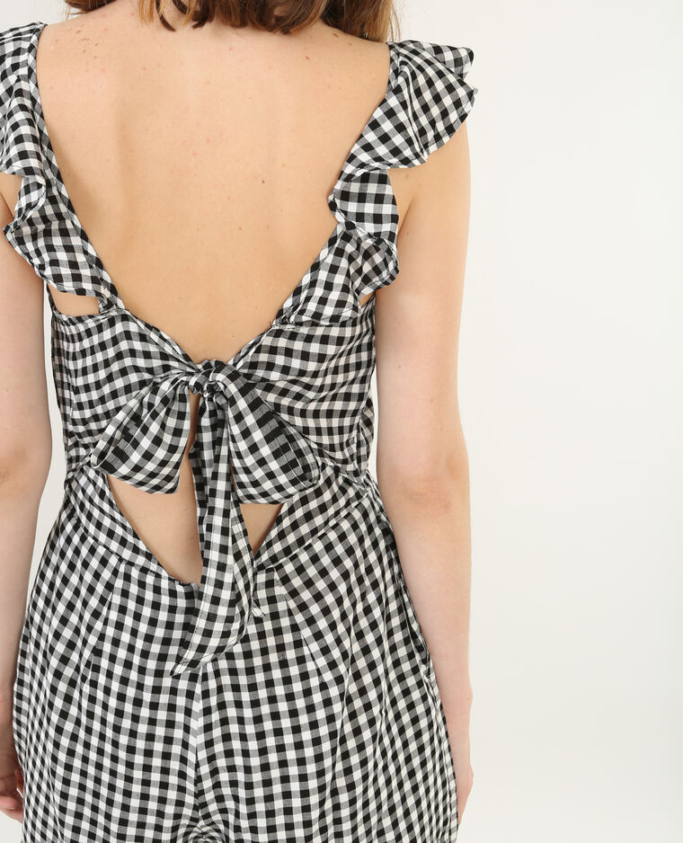 Combi-short vichy à volants noir - Pimkie