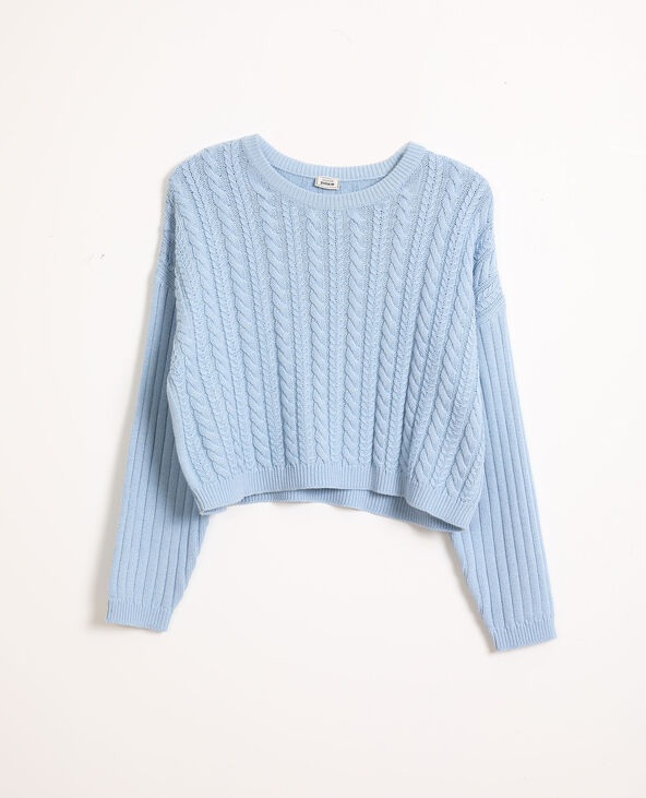 Pull torsadé bleu clair - Pimkie
