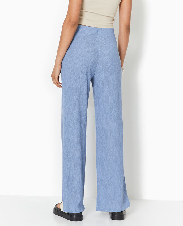 Pantalon large en maille reliéfée bleu - Pimkie