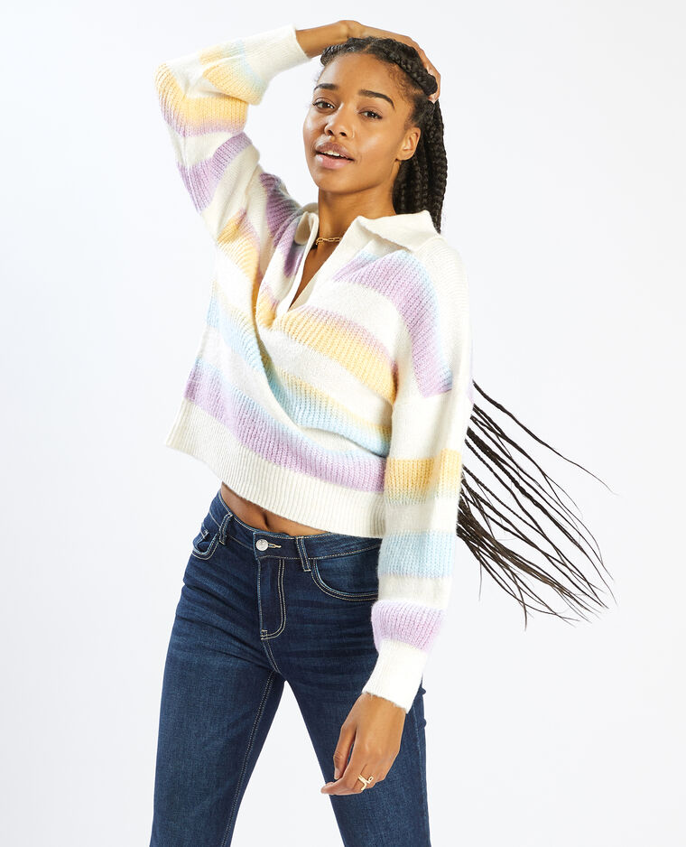 Pull à rayures multicolores blanc - Pimkie