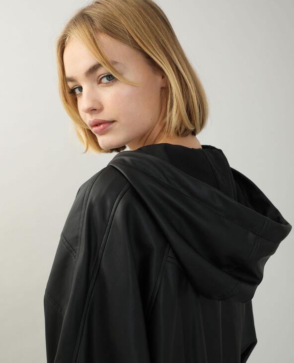 Veste à capuche simili cuir noir - Pimkie