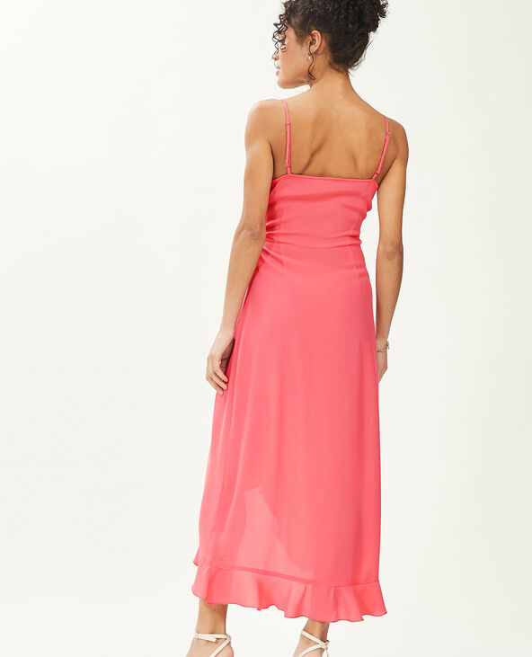 Robe longue porte-feuille avec volants rose - Pimkie
