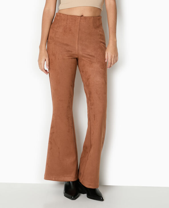 Pantalon flare en suédine camel - Pimkie