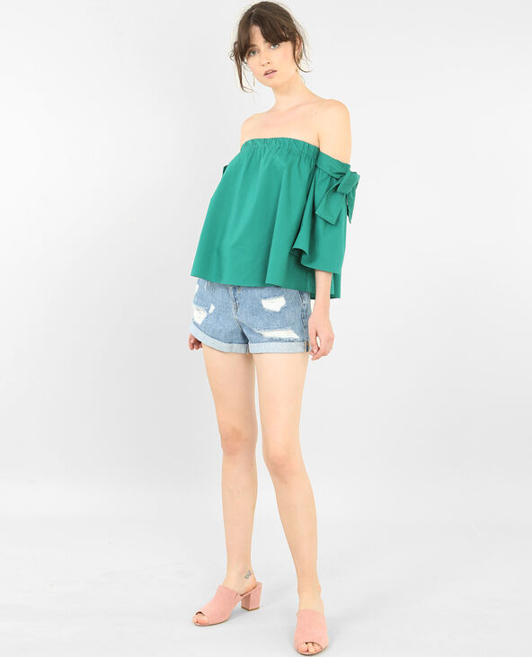 Blouse courte vert émeraude - Pimkie