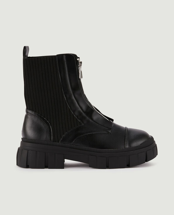 Boots zippées bimatières noir - Pimkie