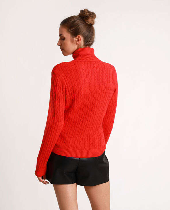 Pull à col roulé torsadé rouge - Pimkie