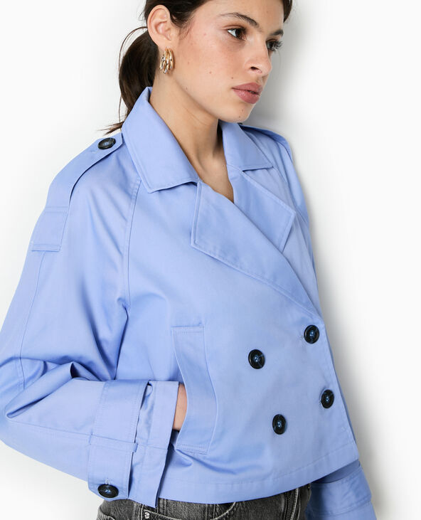 Trench court en toile bleu - Pimkie