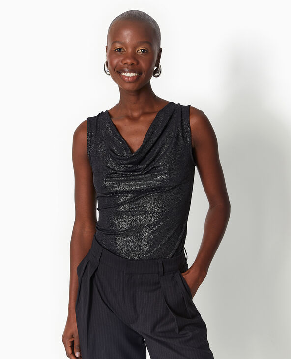 Top col bénitier avec lurex noir - Pimkie