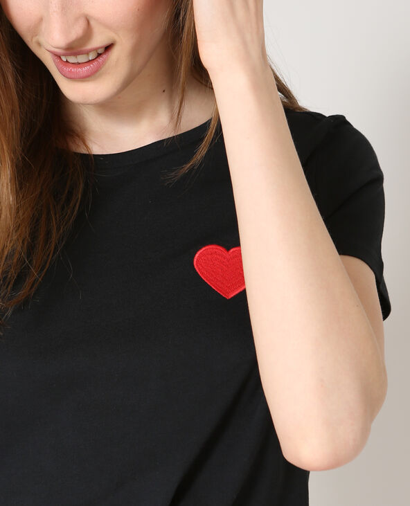 T-shirt brodé noir - Pimkie