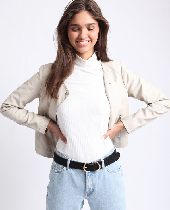 Veste en simili cuir beige - Pimkie