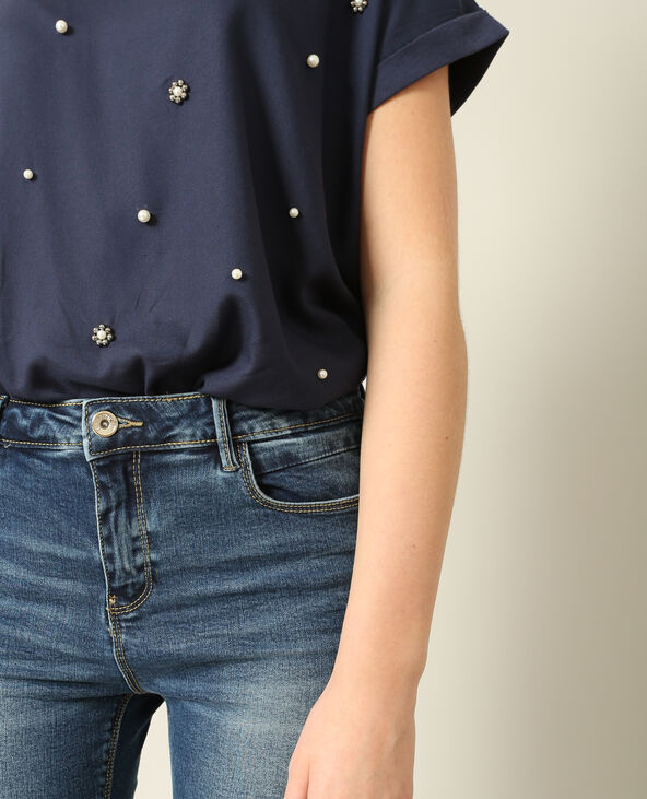 T-shirt à perles bleu marine - Pimkie
