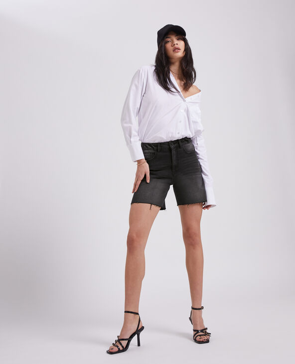 Bermuda en jean raw cut noir - Pimkie
