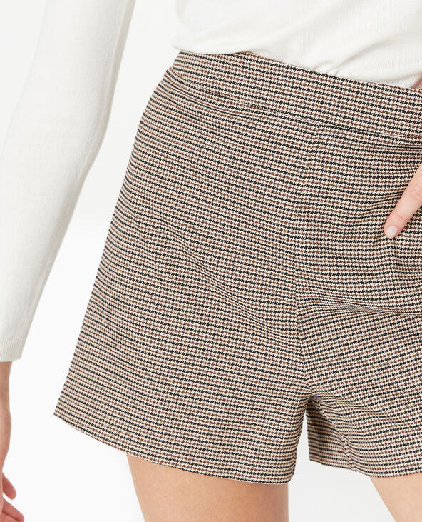 Short city taille ultra haute motif pied-de-poule marron - Pimkie