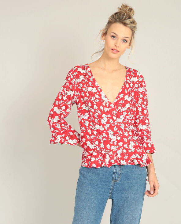 Blouse cache-cœur rouge - Pimkie