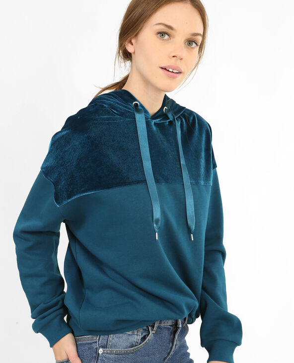 Sweat bimatière bleu foncé - Pimkie