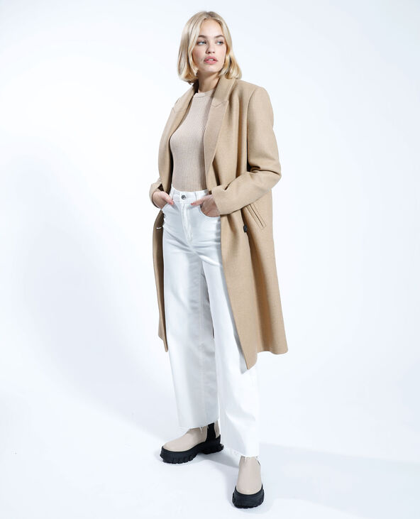 Manteau long avec 50% de laine camel - Pimkie