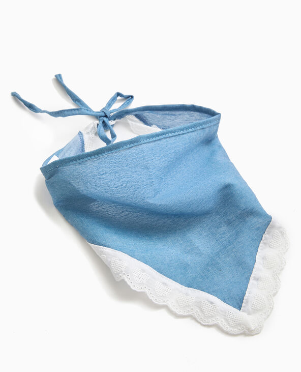 Foulard triangle effet jean avec dentelle bleu - Pimkie
