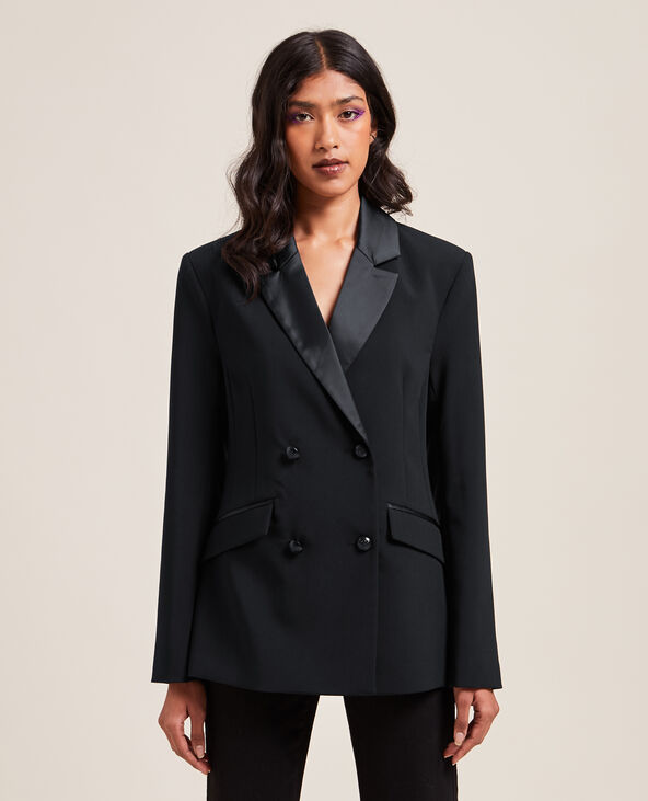 Veste blazer longue et cintrée noir - Pimkie
