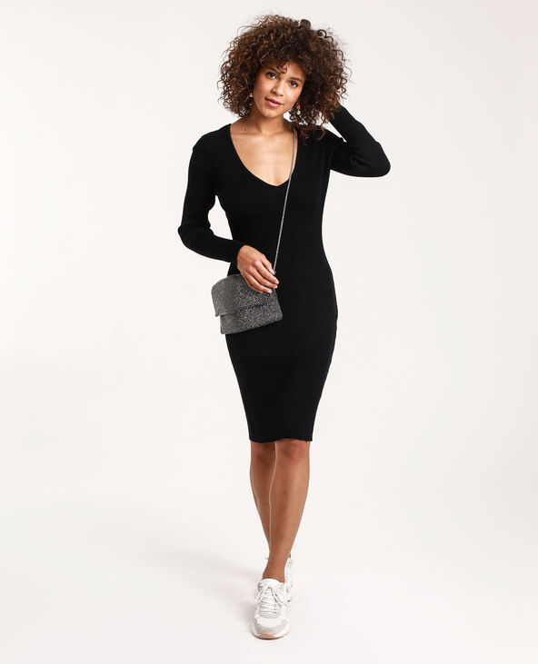 Robe à col V noir - Pimkie