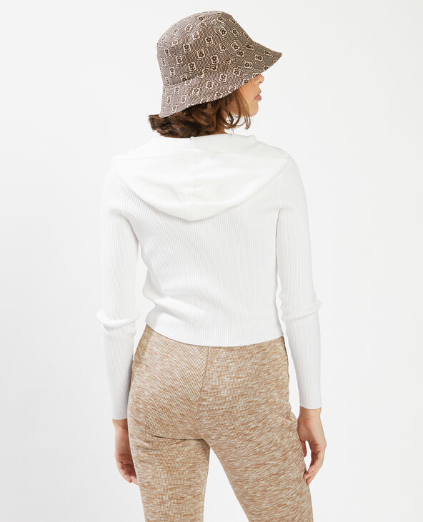 Pull zippé à capuche blanc - Pimkie
