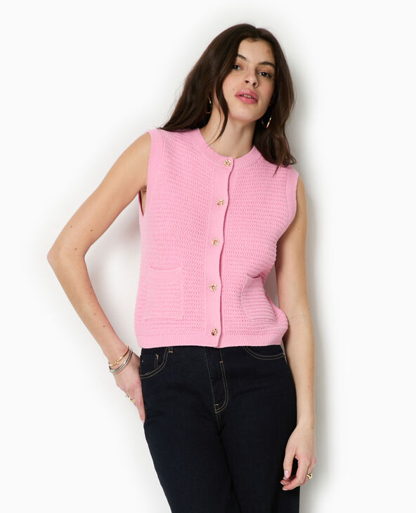 Gilet sans manches boutons métal rose - Pimkie