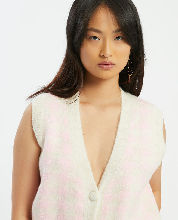 Gilet sans manches à carreaux rose clair - Pimkie