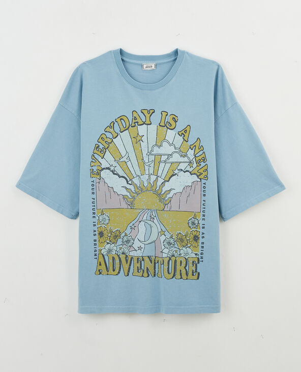 T-shirt oversize avec imprimé  bleu - Pimkie