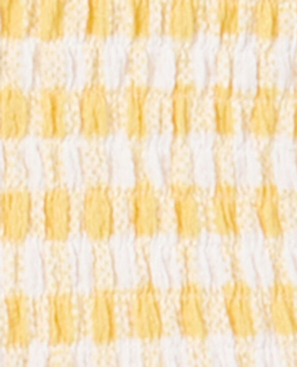 Top manches ballons motif vichy jaune - Pimkie