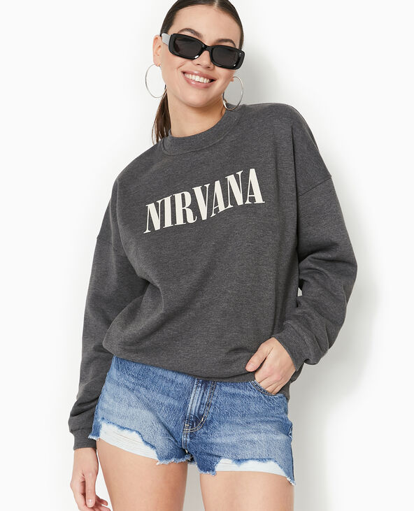 Sweat col rond Nirvana gris foncé - Pimkie