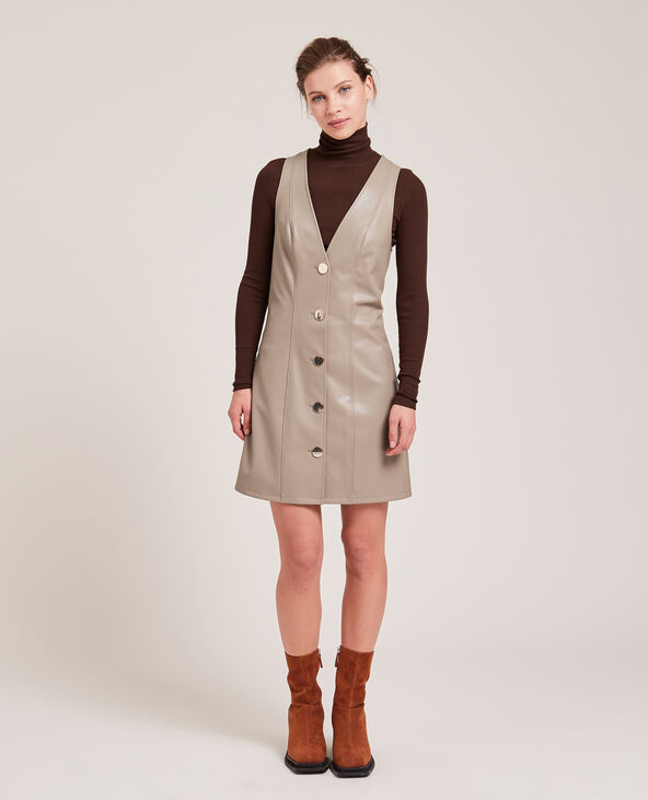Robe courte en simili cuir beige - Pimkie