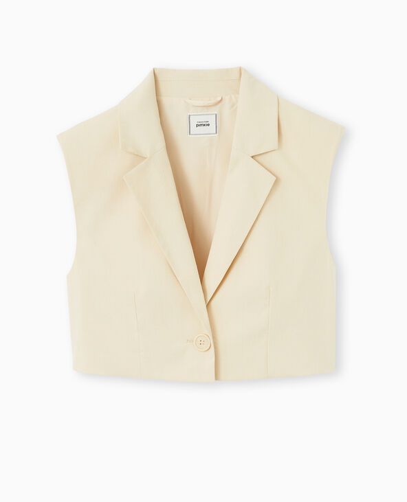 Blazer sans manches cropped beige - Pimkie